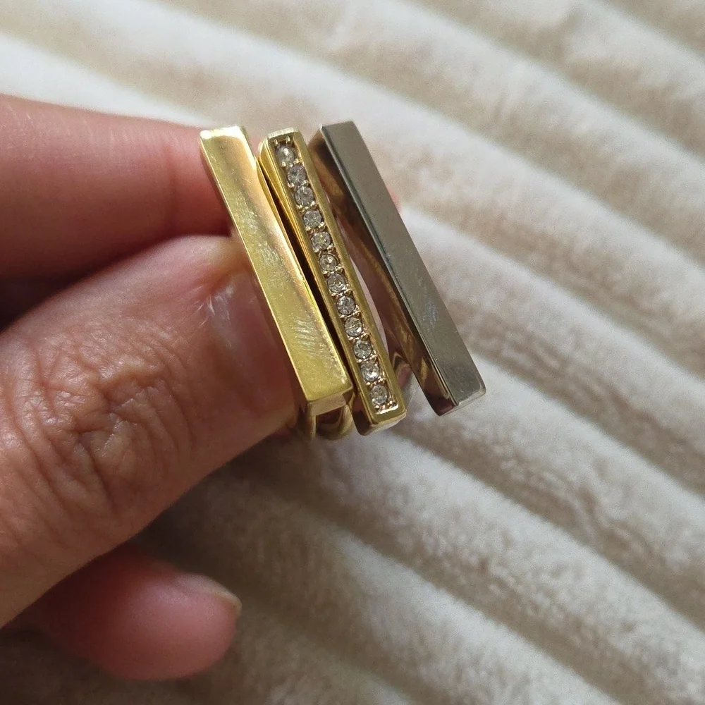 Set Of 3 J Crew Two Tone Rings